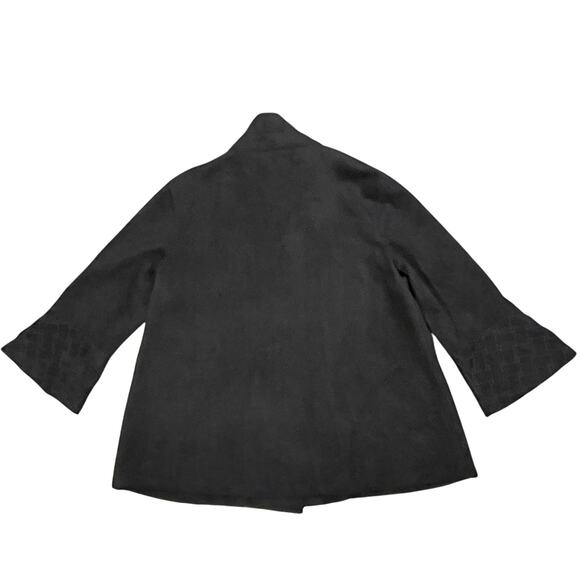 Ali Miles Women’s Black Button-Front Faux Suede Leather Quilted Trim Jacket sz M - Picture 6 of 13